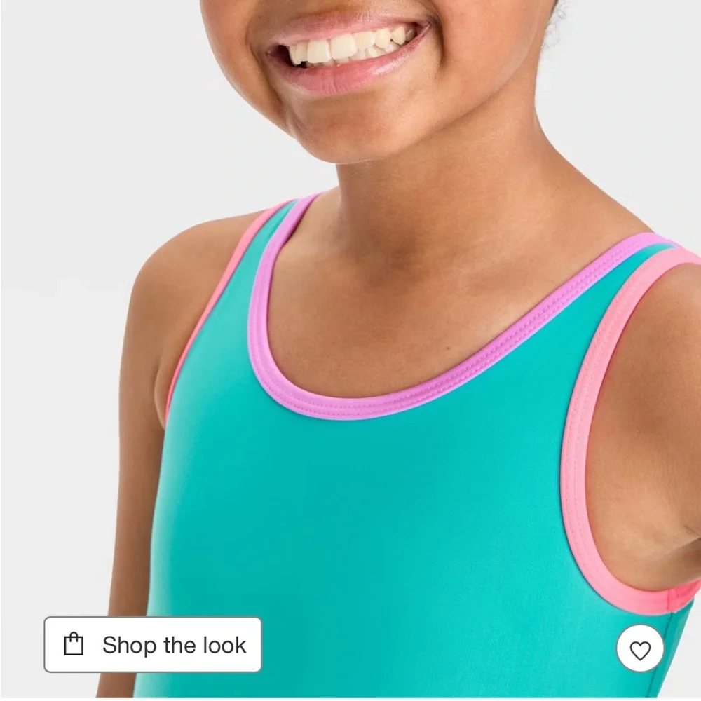 Cat & Jack Kids Swim One Piece - Blue and Pink new size M